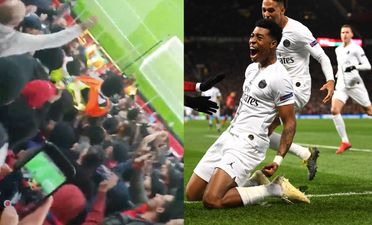 PSG fans pick up Old Trafford steward during Man Utd win