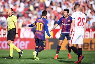 Lionel Messi scores incredible volley to equalise for Barca at Sevilla