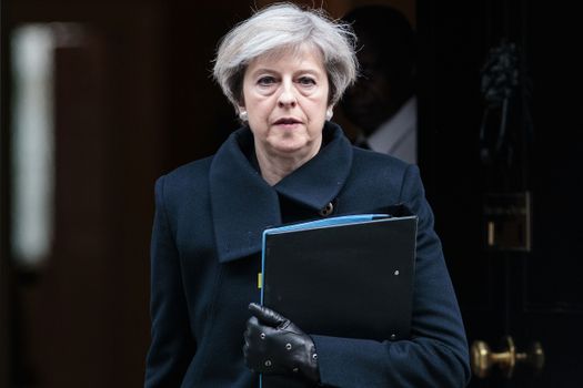 LONDON, ENGLAND - MARCH 23: Prime Minister Theresa May leaves Downing Street on March 23, 2017 in London, England. The British Prime Minister Theresa May spoke last night after a terrorist attack took place in Westminster, saying Parliament would meet as normal today and "We will come together as normal". PC Keith Palmer and three others lost their lives in the attack and the perpetrator was shot dead by police. (Photo by Jack Taylor/Getty Images)