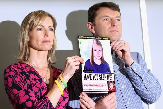 LONDON, ENGLAND - MAY 02: Kate and Gerry McCann hold an age-progressed police image of their daughter during a news conference to mark the 5th anniversary of the disappearance of Madeleine McCann, on May 2, 2012 in London, England. The McCann's today stated that there is "no doubt" that authorities will re-open the investigation into their daughter's disappearance. Three-year-old Madeleine went missing while on holiday with her parents in the Algarve region of Portugal in May 2007. (Photo by Dan Kitwood/Getty Images)