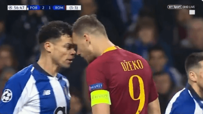 Edin Dzeko booked after foolishly trying to shithouse Pepe