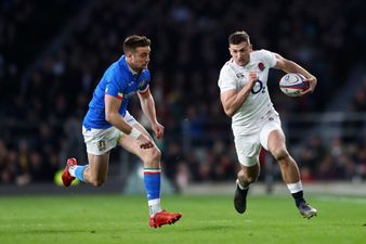 Jonny May tackles Italy physio during England Six Nations win