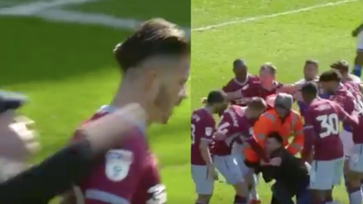 Jack Grealish punched in the head by Birmingham fan during Second City Derby