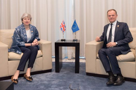 Theresa May and Donald Tusk meet to discuss Brexit negotiations