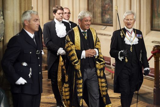 John Bercow walks through parliament at the state opening