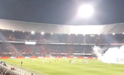 Feyenoord fans shoot fireworks into stadium after being banned… over fireworks