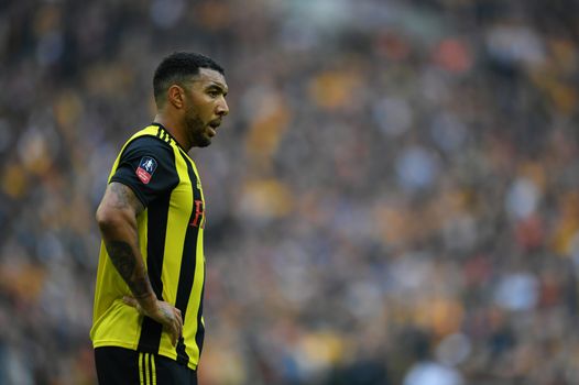 Tory Deeney playing for Watford against Wolves