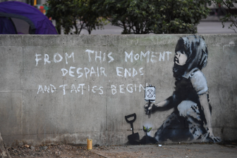 Suspected Banksy artwork discovered at Extinction Rebellion site in Marble Arch