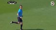 Assistant referee stops match for three minutes to go to the toilet