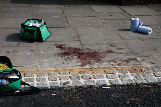 The scene of a stabbing in central London