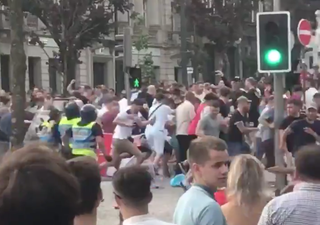 Portuguese police clash with England fans in Porto