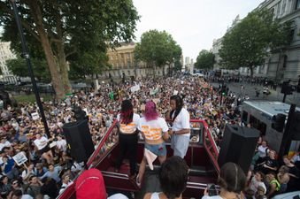 Demonstrators party and protest in London against Boris Johnson