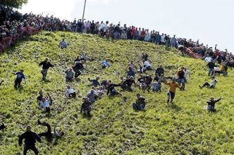 Chasing cheese down an absolutely massive hill