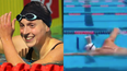 Olympic champion swims length of pool with glass of chocolate milk on her head