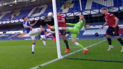 Jordan Pickford gets away with another rash tackle against Man United