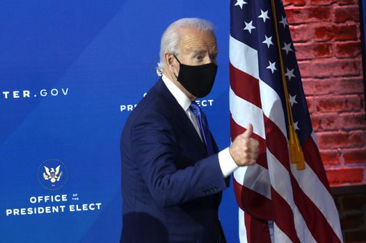 Joe Biden gives a thumbs up after election as president, beating Donald Trump in 2020