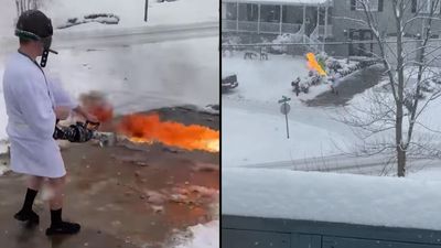 Napalm in the morning: Enterprising man flamethrowers snow off his drive