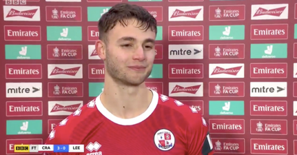 Crawley Town player breaks down in tears after FA Cup win over Leeds