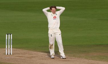 Advertising board falls on England cricketer Dom Bess during post-match interview