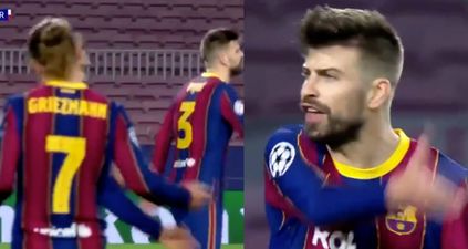 Gerard Pique and Antoine Griezmann involved in heated exchange during PSG defeat