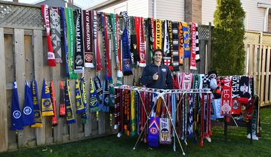 The teenager swapping maple syrup for football scarves from around the world