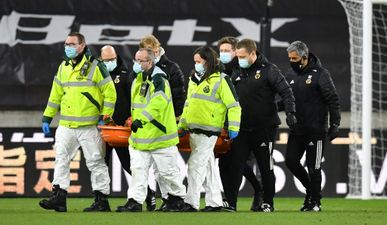 Rui Patricio stretchered off suffering head injury in collision with Conor Coady