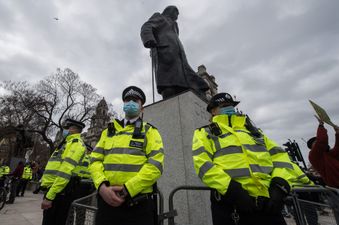 Police ridiculed for guarding Churchill statue at Kill the Bill protest