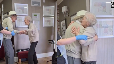 Husband surprises wife by moving into her care home in emotional reunion