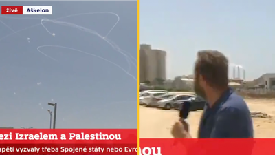 Missile air strike in Israel captured during live news report