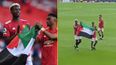 Paul Pogba and Amad Diallo unfurl Palestine flag after final Man Utd home game