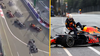 Verstappen crashes out and Hamilton runs off as chaos ensues at the Azerbaijan GP