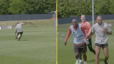 Thierry Henry schools Belgium players with perfect training ground free-kick