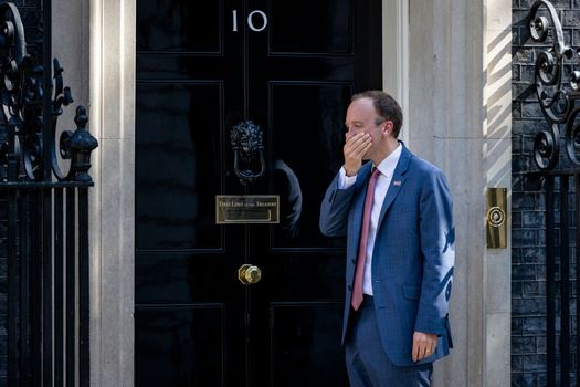 Matt Hancock stood outside No.10 before his resignation days later