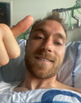 Eriksen pictured for the first time since leaving hospital after cardiac arrest