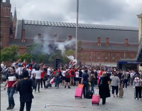 King’s Cross station closed after England fans set flares off outside