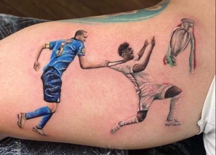 Italy fan gets tattoo celebrating Giorgio Chiellini’s ‘tackle’ on Bukayo Saka