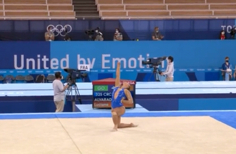 Costa Rican gymnast ends Olympics floor routine by taking the knee