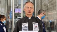 Vicar sews his own mouth shut in protest of Rupert Murdoch