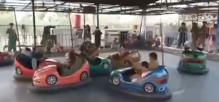 As Afghans flee for their lives, Taliban seen enjoying bumper cars at amusement park