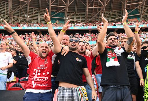 Hungary fans at the Puskas Arena. Southgate has refused to confirm if England players would walk off the pithc in Budapest if they are racially abused