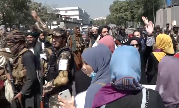 Taliban break up a women's rights protest in Afghanis