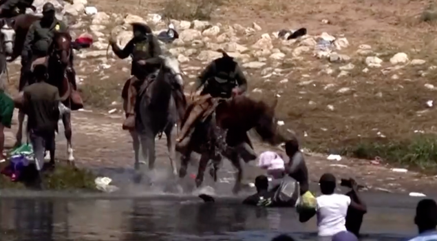 US Border Patrol use horse reins as whips to push back Haitian immigrants