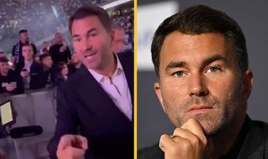 Eddie Hearn involved in heated exchange with fan at Joshua vs Usyk fight