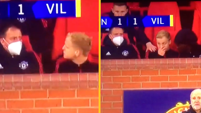 Teammates console Donny Van De Beek after Fred is subbed on instead