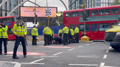 Insulate Britain block major roundabout in central London