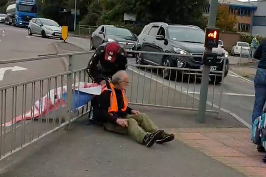 Insulate Britain protestor tied to railing