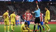 Griezmann shown straight red card for catching Roberto Firmino with high boot