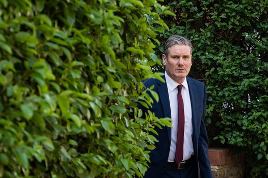 Keir Starmer, who has been savaged by Dominic Cummings in his latest blog post, peers around from behind a bush