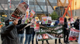 Protesters gather outside Premier League HQ to call for an end to Saudi involvement in football