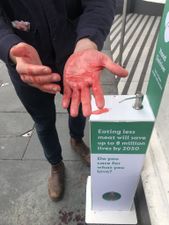 Vegan installs hand sanitiser dispenser ‘full of blood’ outside butchers